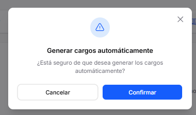 Confirmación de generación automática de cargos